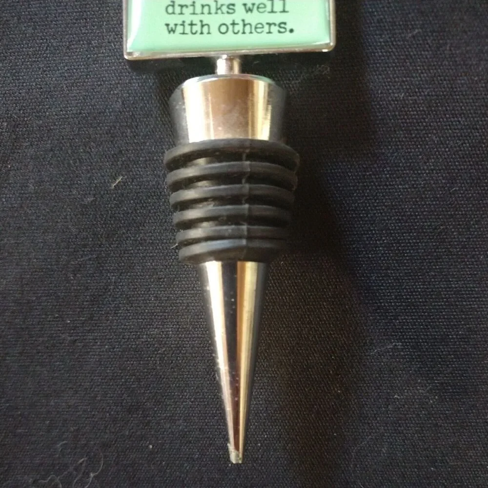 Novelty Wine Bottle Stopper Drunk Humor Metal Enamel Barware Gag Gift Party